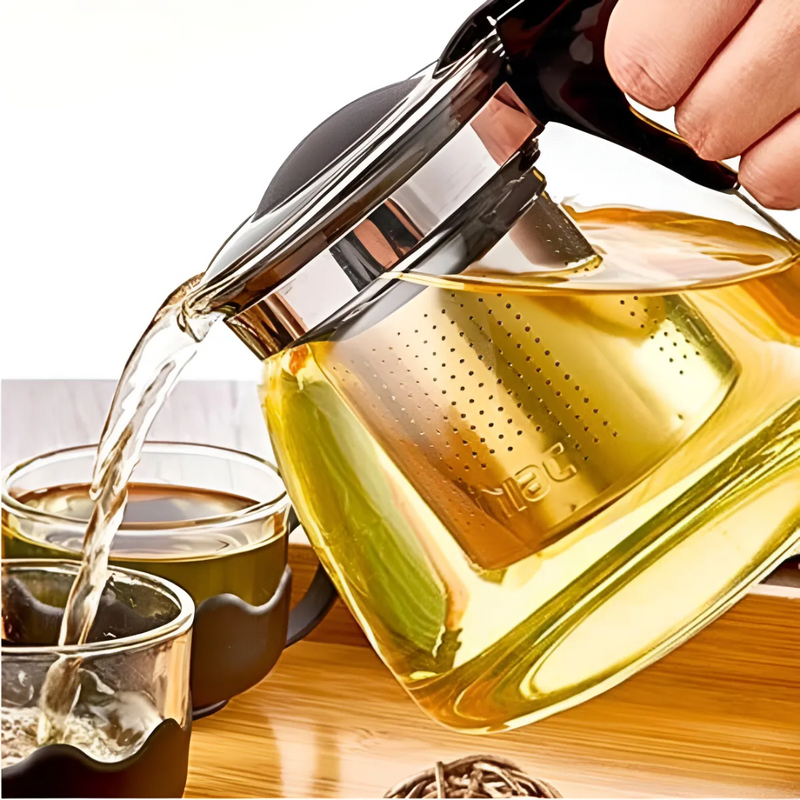Chaleira Jarra  Com Infusor De Vidro 900ml Para Chá Bule