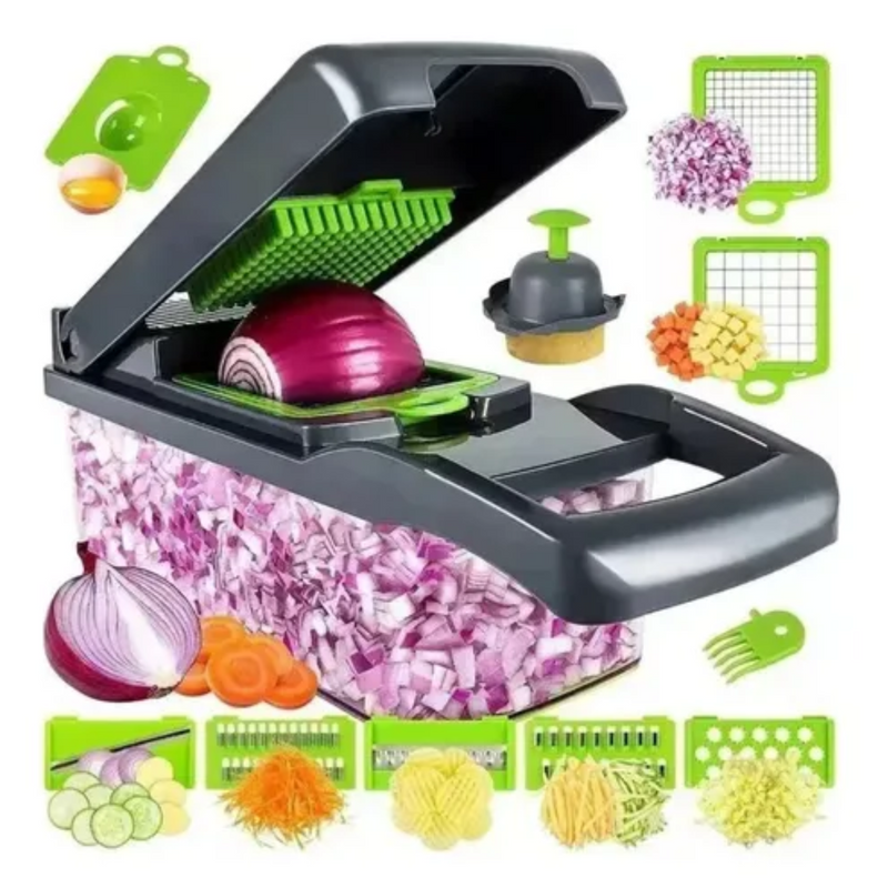 Fatiador Cortador Ralador De Legumes Verduras Frutas Alimentos Slicer Multiuso Aço Inox 16 em 1