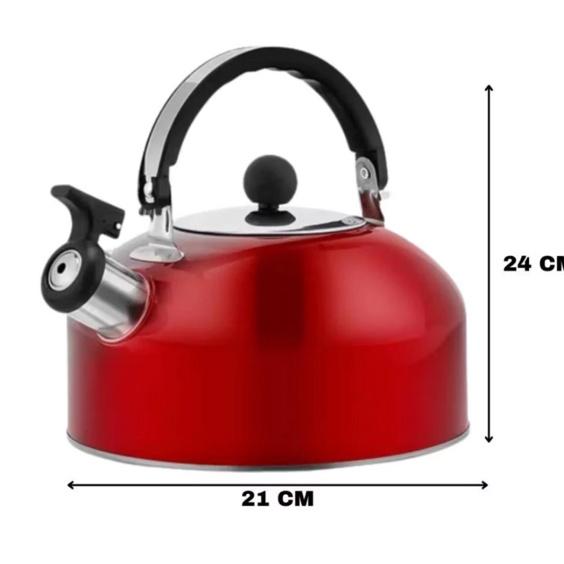 Chaleira Inox 2L com Tampa Alça Térmica e Apito para Café Chá Bebidas Premium