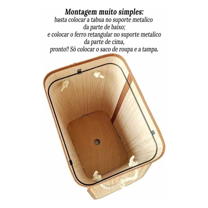 🌿 Cesto de Roupas Sujas Retangular Forrado – Banheiro e Lavanderia