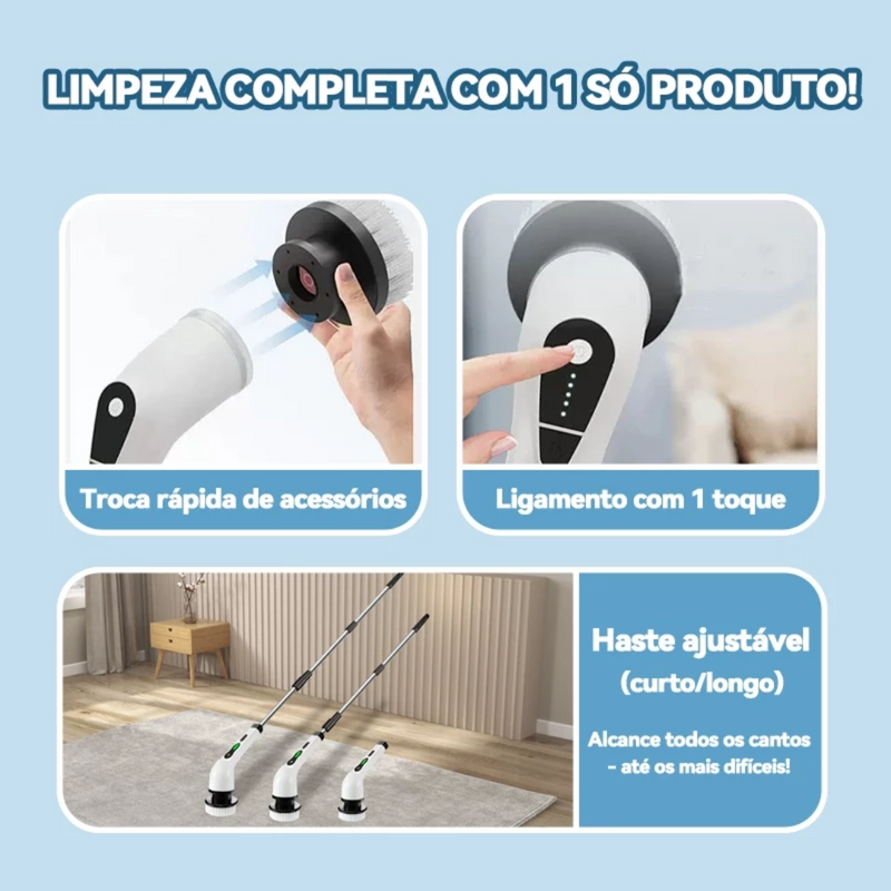 Escova de Limpeza Elétrica Sem Fio 360º Turbo Max