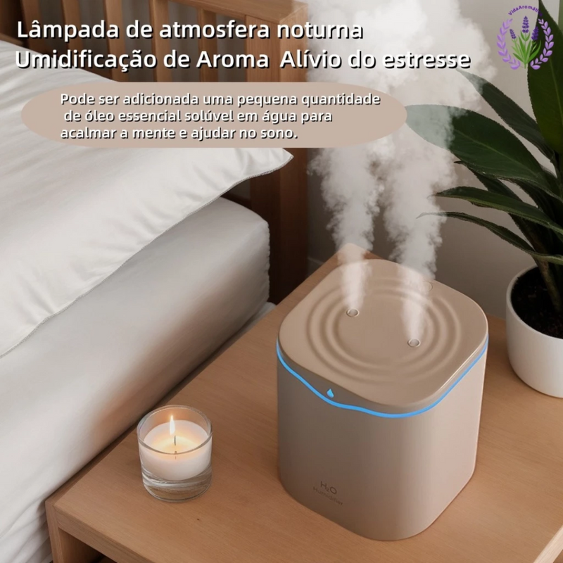 Umidificador Difusor De Ar Ultrassônico Grande Aromatizador 2 Bicos