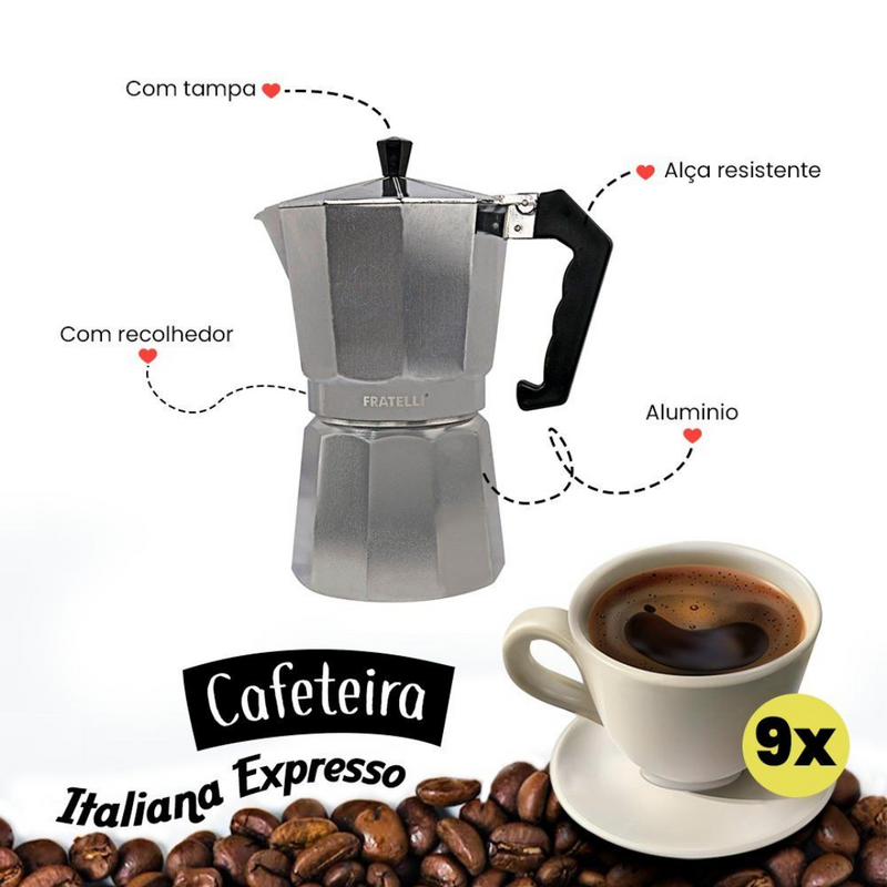 Cafeteira Italiana Moka Express Faz 9 Xícaras Premiun