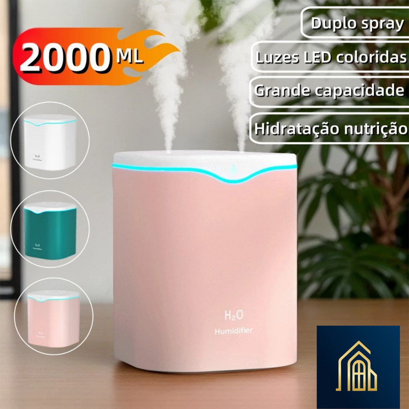 Umidificador Difusor De Ar Ultrassônico Grande Aromatizador 2 Bicos