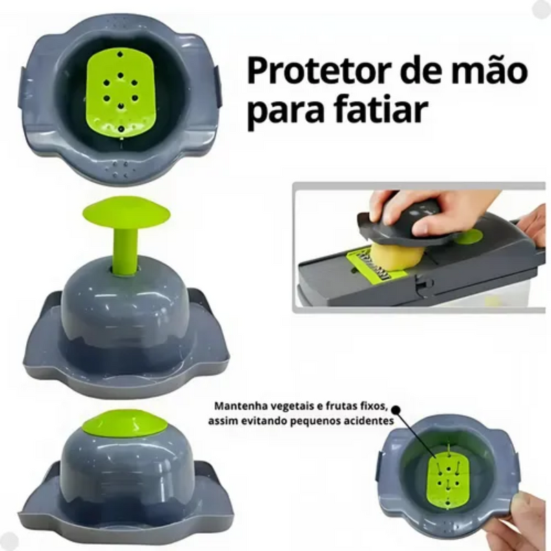 Fatiador Cortador Ralador De Legumes Verduras Frutas Alimentos Slicer Multiuso Aço Inox 16 em 1