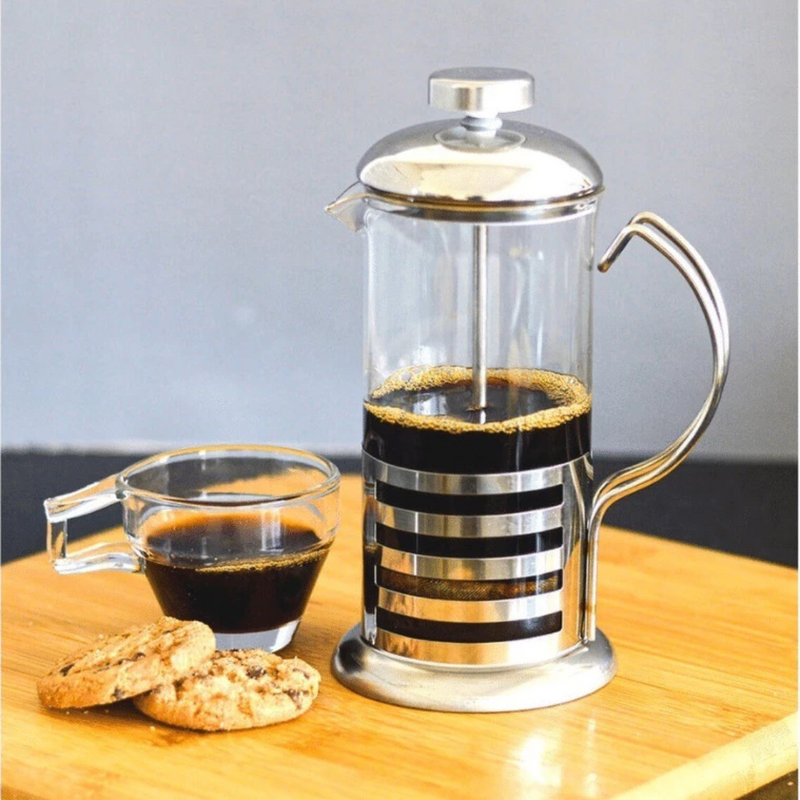 Cafeteira Prensa Francesa 800ml de Inox Vidro Cremeira para Café Leite Filtro de aço Inoxidável