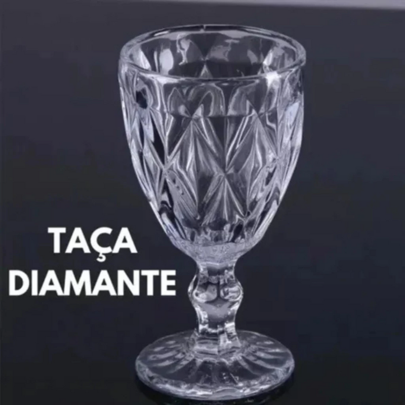 Jogo 6 Taças De Vidro Diamond Gold
