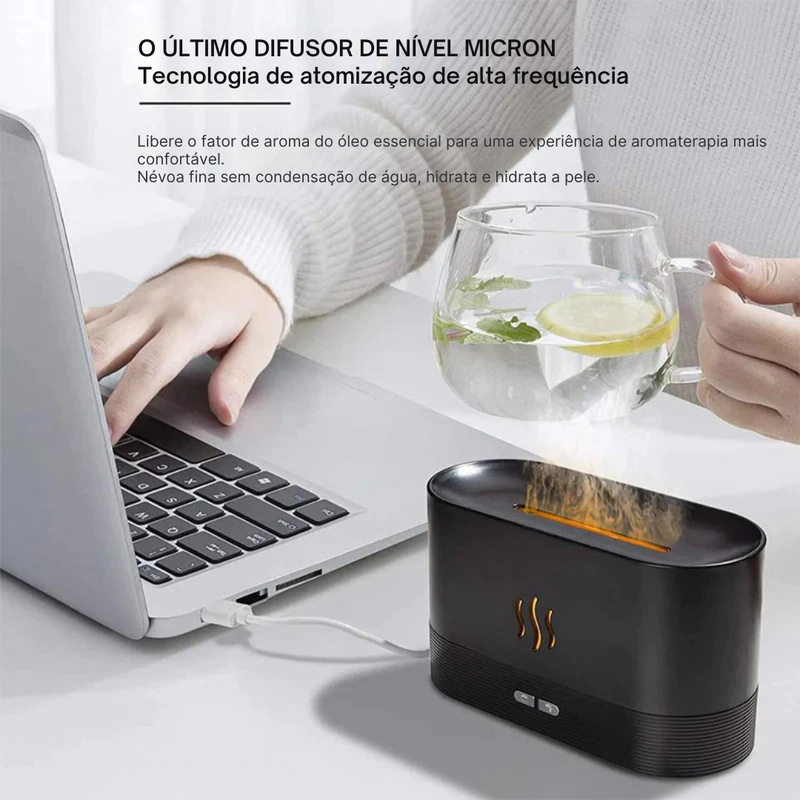 Umidificador  Difusor de Aroma Chama LED USB