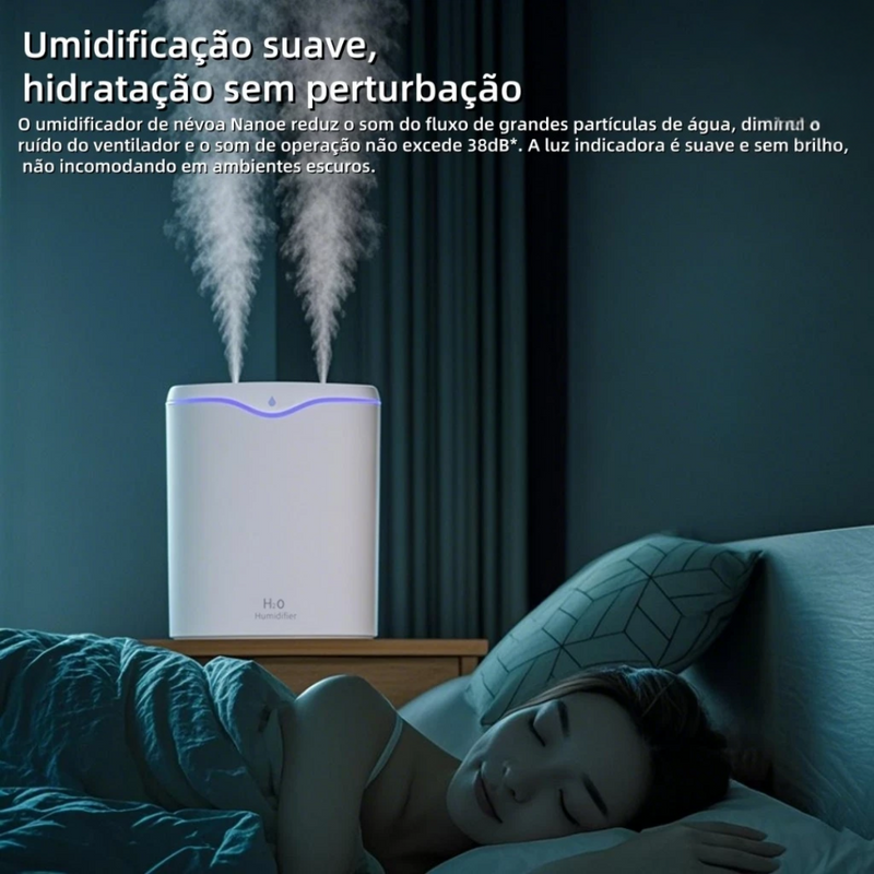 Umidificador Difusor De Ar Ultrassônico Grande Aromatizador 2 Bicos