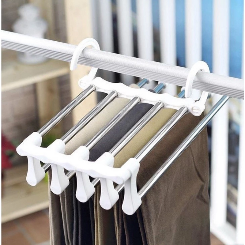 Cabide Multifuncional para Calças de Inox com 5 Divisórias ( Compre 1 leve 3 )