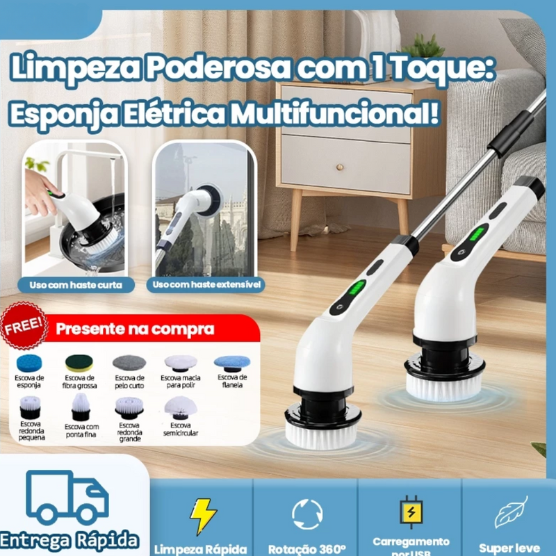Escova de Limpeza Elétrica Sem Fio 360º Turbo Max