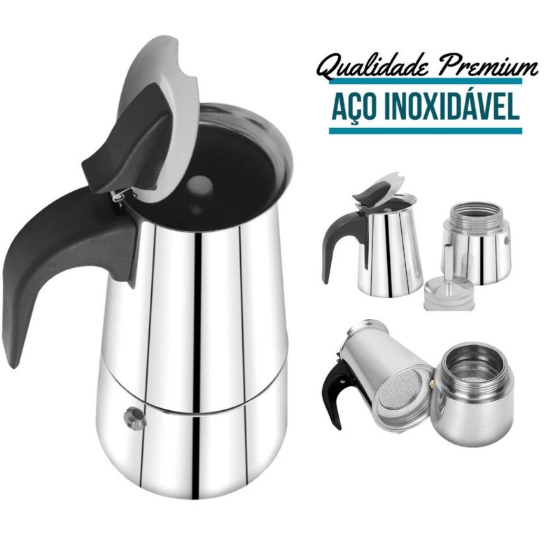 Cafeteira Expresso Italiana 600ml Aço Inox Premiun