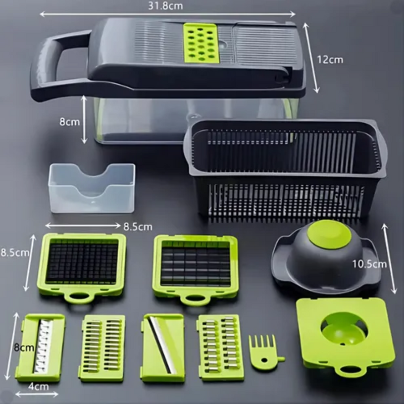 Fatiador Cortador Ralador De Legumes Verduras Frutas Alimentos Slicer Multiuso Aço Inox 16 em 1