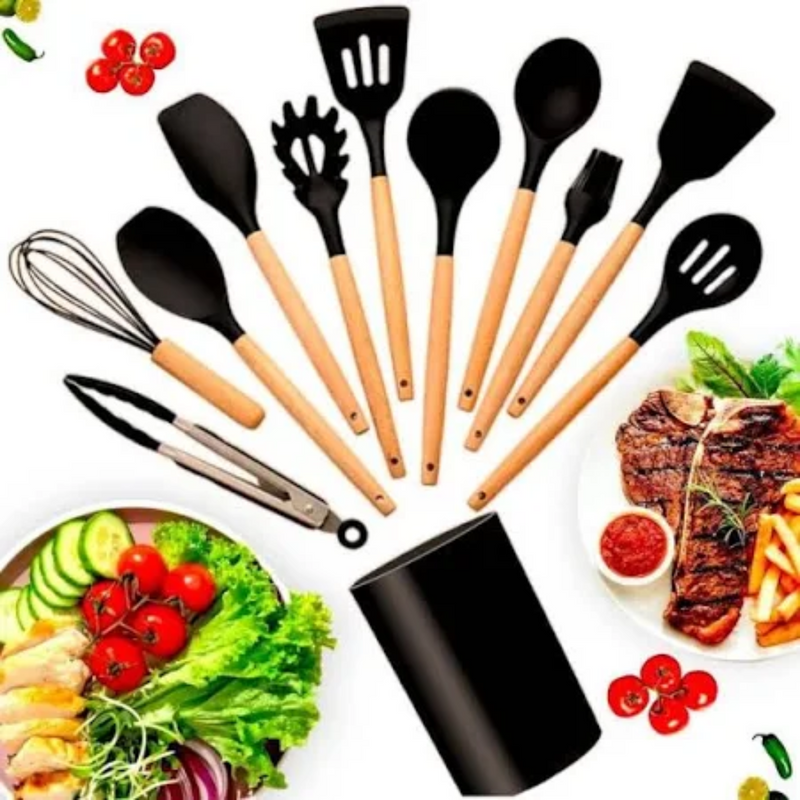 JOGO DE COZINHA COMPLETO – KIT C/12 PEÇAS DE SILICONE