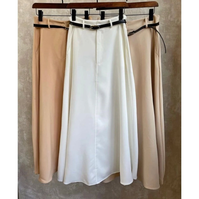 Saia Longa Cinto Feminina Alfaiataria Moda Evangélica