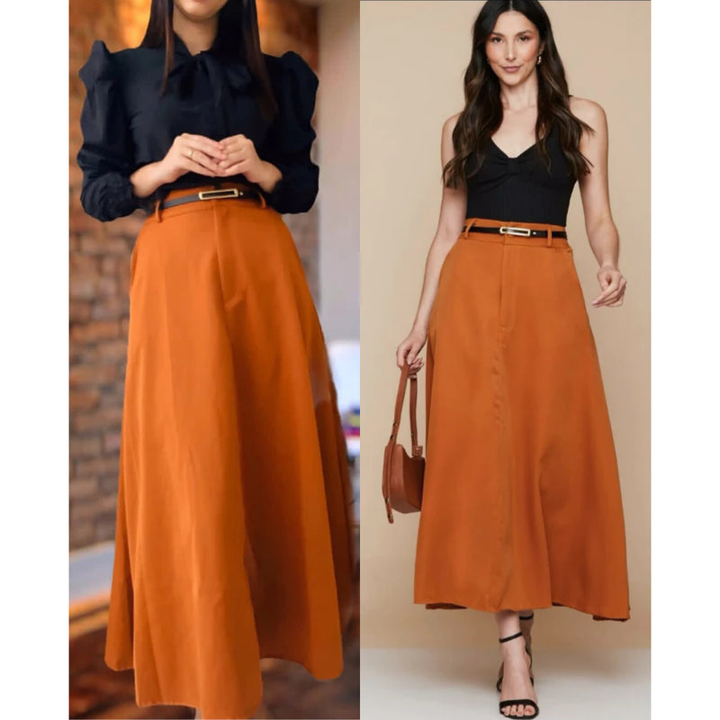 Saia Longa Cinto Feminina Alfaiataria Moda Evangélica