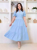 Vestido Mídi Moda  Evangélica com Manga Princesa