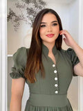 Vestido Mídi Moda  Evangélica com Manga Princesa