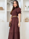 Vestido Mídi Moda  Evangélica com Manga Princesa