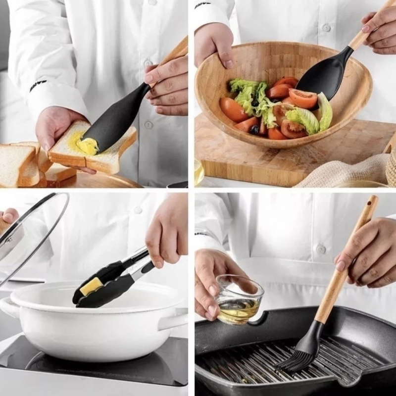 JOGO DE COZINHA COMPLETO – KIT C/12 PEÇAS DE SILICONE