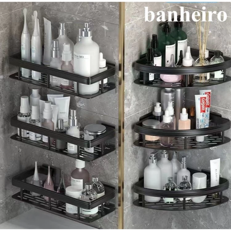 KIT 3 Suporte Prateleira De Canto Para Banheiro / Cozinha-Uso multifuncional