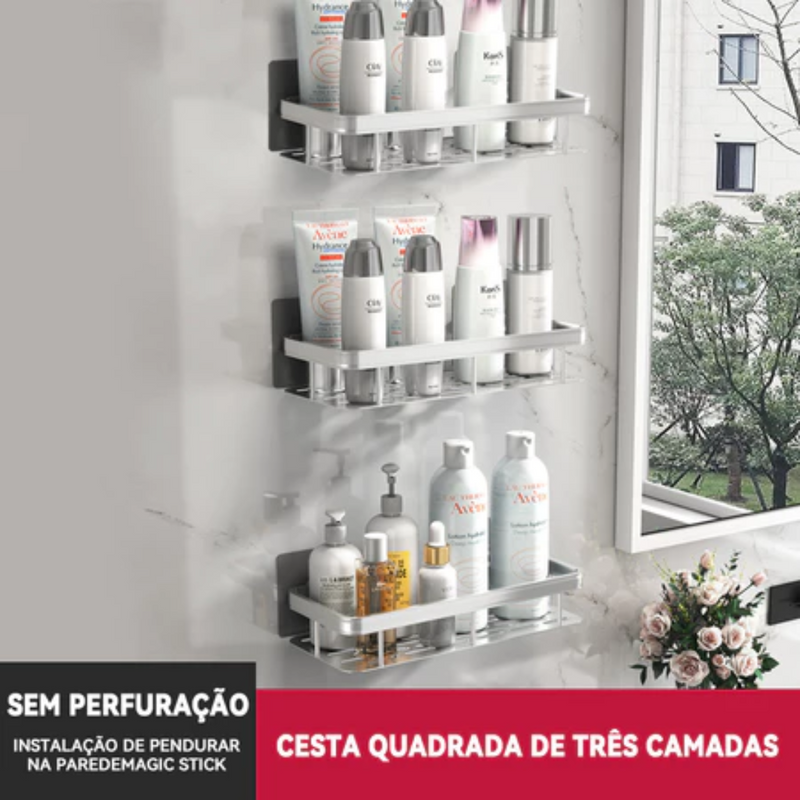 KIT 3 Suporte Prateleira De Canto Para Banheiro / Cozinha-Uso multifuncional