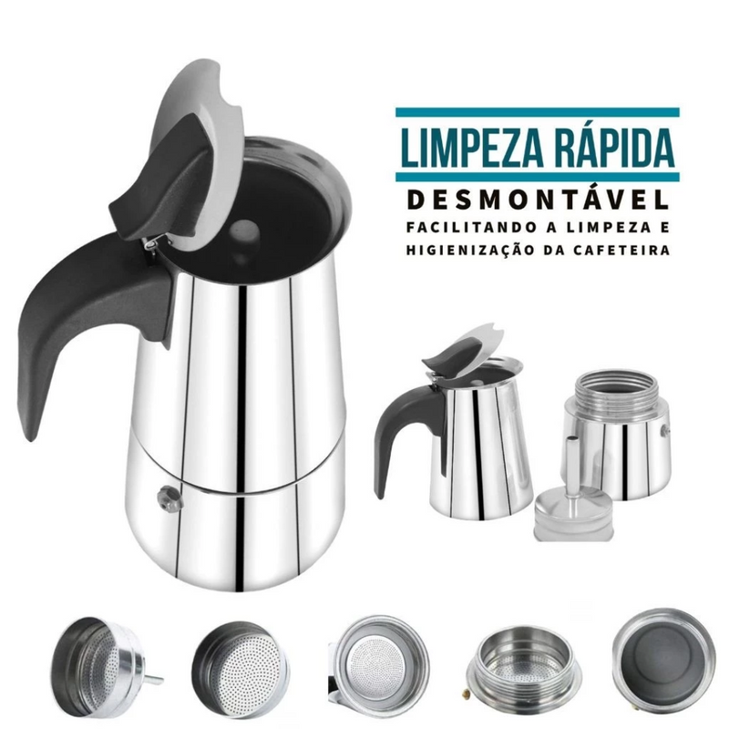 Cafeteira Expresso Italiana 600ml Aço Inox Premiun