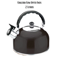Chaleira Inox 2L com Tampa Alça Térmica e Apito para Café Chá Bebidas Premium