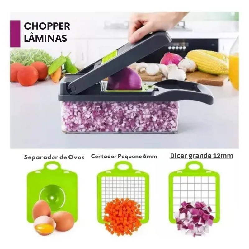 Fatiador Cortador Ralador De Legumes Verduras Frutas Alimentos Slicer Multiuso Aço Inox 16 em 1
