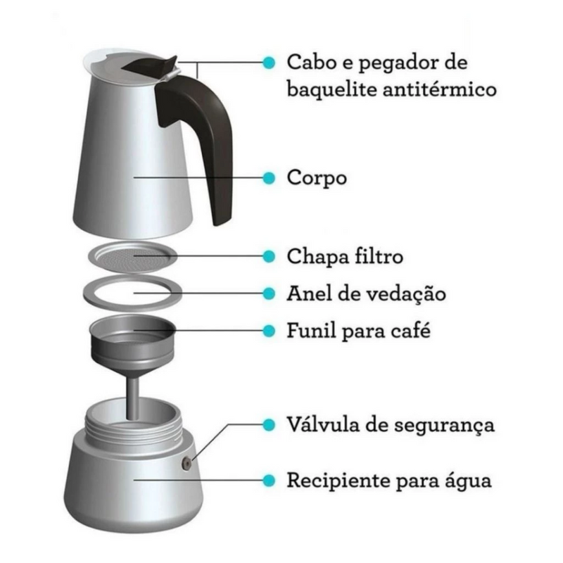 Cafeteira Expresso Italiana 600ml Aço Inox Premiun