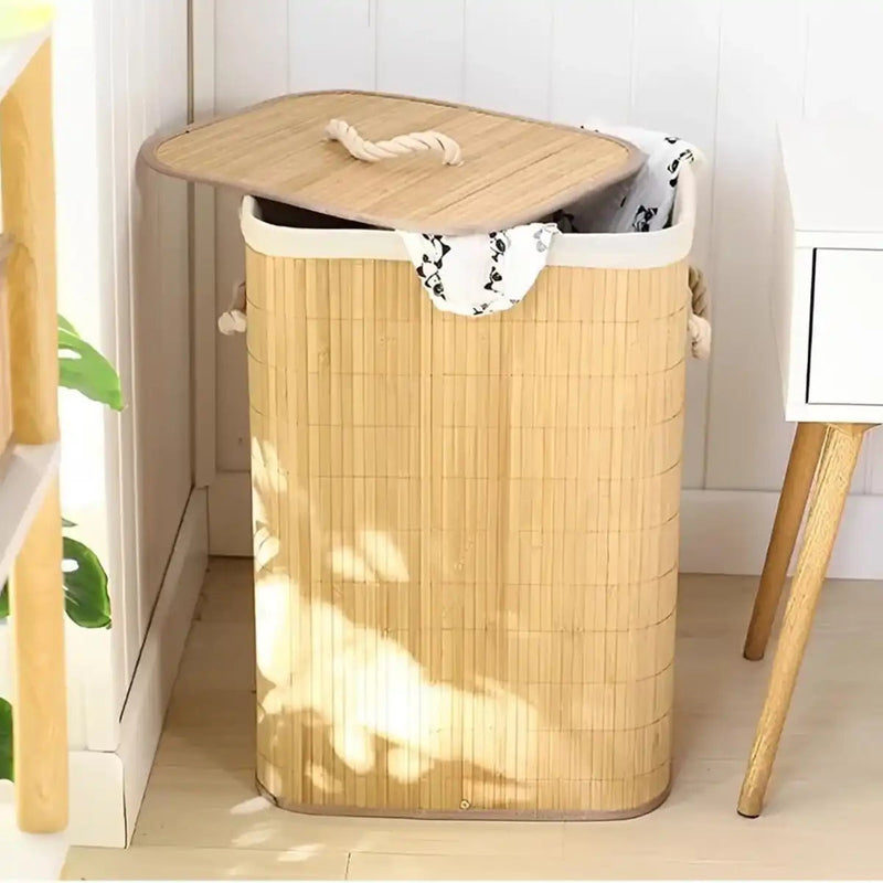 🌿 Cesto de Roupas Sujas Retangular Forrado – Banheiro e Lavanderia
