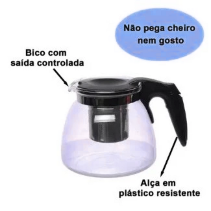 Chaleira Jarra  Com Infusor De Vidro 900ml Para Chá Bule