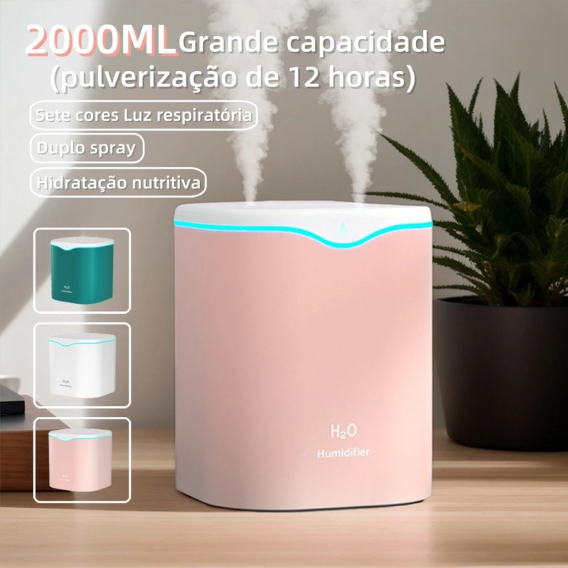 Umidificador Difusor De Ar Ultrassônico Grande Aromatizador 2 Bicos