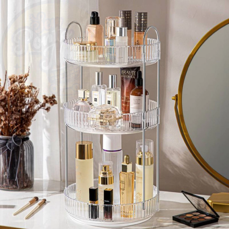 🧼Organizador de Maquiagem Triplo Giratório 360º Cosmético e Utensílios Diamond