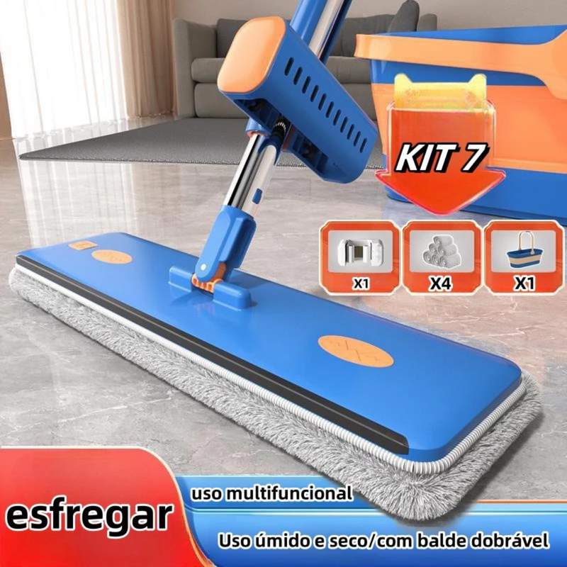 Kit Esfregão com Balde Dobrável Premium