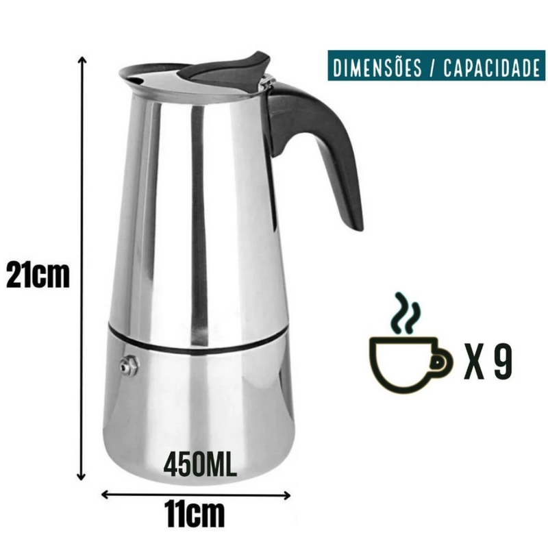 Cafeteira Expresso Italiana 600ml Aço Inox Premiun